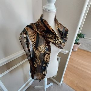 BLACK AND GOLD ANIMAL PRINT SCARF/WRAP 14" WIDE AND  60" LONG